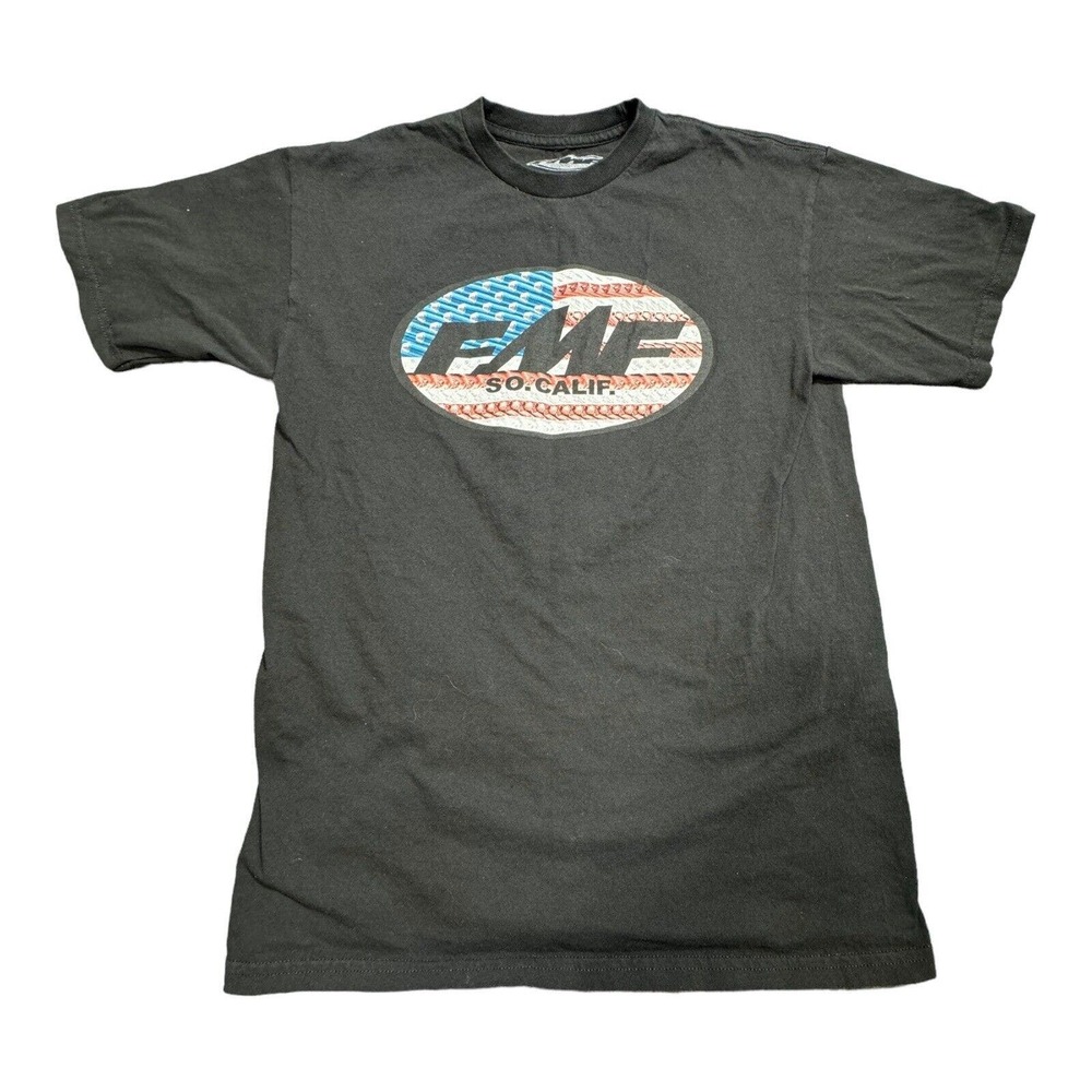 FMF Racing Adult T Shirt USA Flag Logo Graphic Print Medium Black